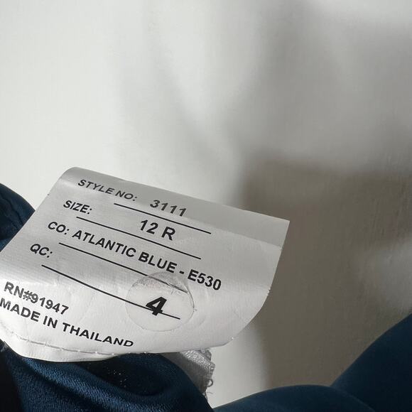 Dessy Collection Atlantic Blue One Shoulder Twist Gown Size 12 - Picture 4 of 7